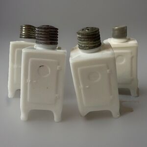 Vintage Milk Glass Refrigerator Salt and Pepper Shakers Set of 4 White Antique